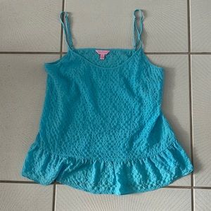 Lilly Pulitzer Coral Top Ruffle Blue Size Medium